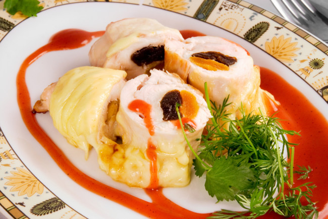 Chicken Fillet Rolls With Prunes And Dried Apricots