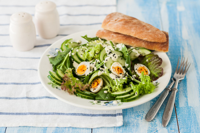 Pineapple Salad With Vegetables, Eggs, And Yoghurt Dressing